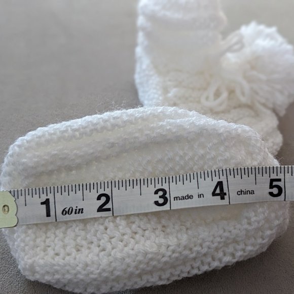 Handmade Knitted White Baby Booties - Picture 6 of 6